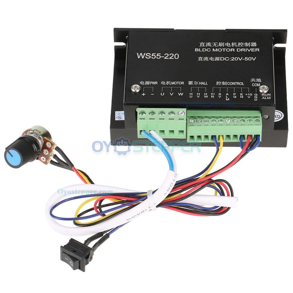 WS55-220 3 Phase Brushless DC Motor Driver DC20-50V 12A BLDC Motor Controller